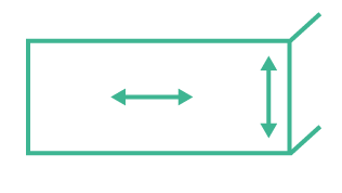 Rechteck mit Pfeilen für Maße